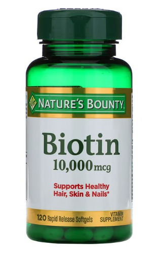 Imagen 1 de 4 de Nature's Bounty Biotina, 10000 Mcg, Suplemento Que Ayuda A Mantener El Cabello, La Piel Y Las Uñas Saludables, Y El Metabolismo Energético, Cápsulas Blandas De Liberación Rápida,