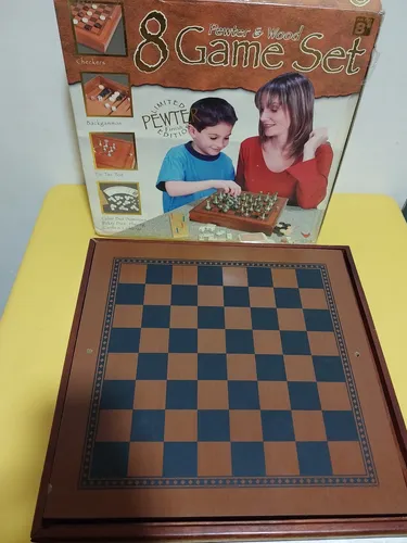 comprar Set De 8 Juegos Tablero Madera Piezas De Pewter