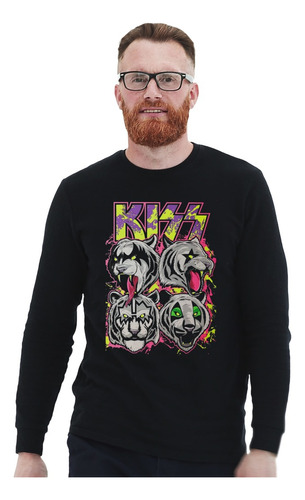 Polera Ml Kiss Tigers Tigres Rock Impresión Directa