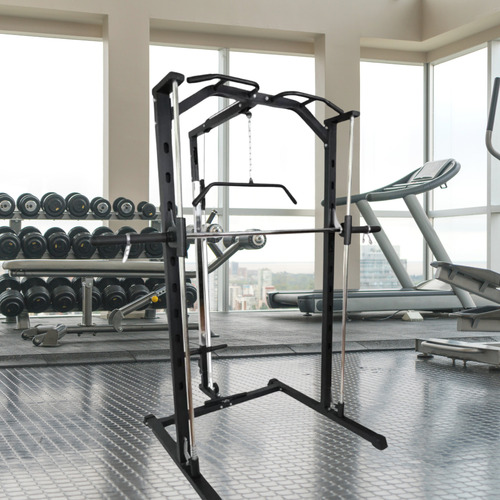 Multiestación Peso Libre, Jaula Squat Rack C/ Polea Negro