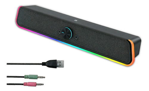 Altavoces Bocinas Pc Gamer Para Computadora Con Luces Rgb Iluminación Sincronizada, Sonido Surround 3d Profundo Y Claro, Conexión Usb/3.5mm Rápida Y Estable, Compatible Con Juegos, Música Y Vídeos