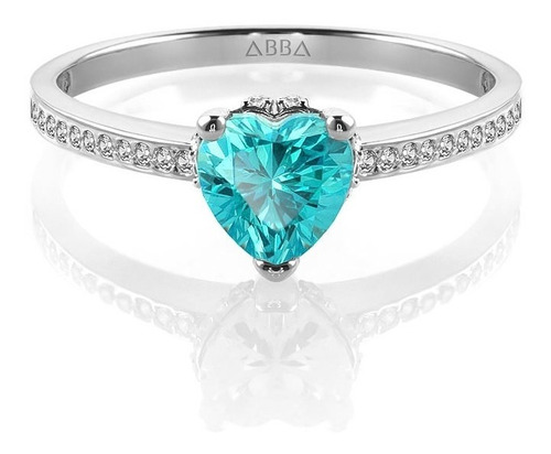 Anillo Compromiso Corazón Pavé  Swarovski Oro 14k Abba Joyas