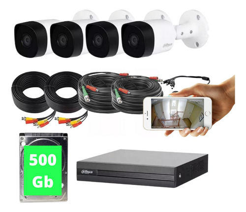 Kit 4 Cámaras Dahua 2mp 1080p Cable 30m 500gb  Nueva Gen