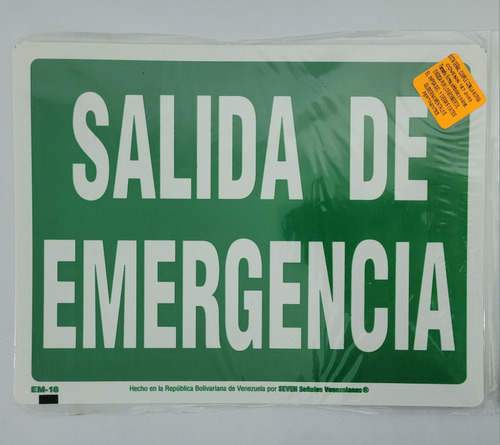 Señalización  Salida De Emergencia . Dimensiones 19,5x25 Cm.