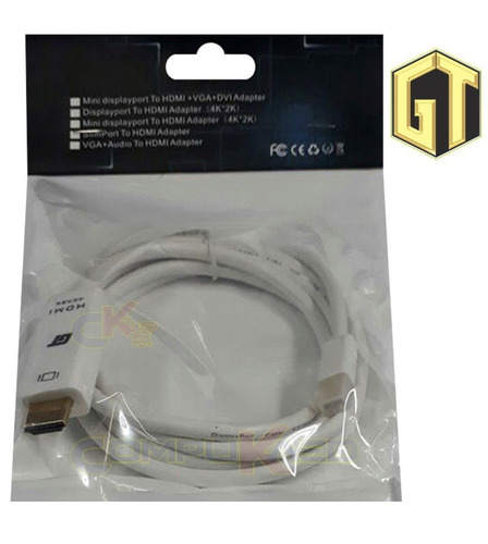 Cable Mini Displayport Dp A Hdmi Gt Blanco De 1.80 Metros 4k