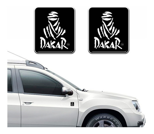 Adesivo Compatível Emblema Duster Dakar Resinado Par F890 Cor Preto