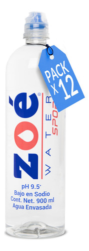Agua Alcalina Zoé Water Sport, 900ml - Caja Con 12 Botellas