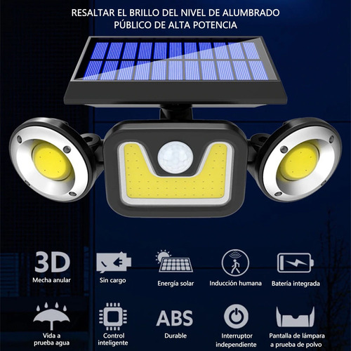 Imagen 2 de 9 de Lámpara Led De Solar Con Sensor Impermeables Aire Libre