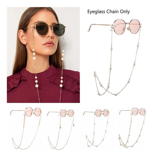 X Cadena Para Gafas De Sol Con Forma De Perlas, Soporte