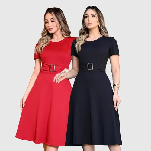 Moda Da God Kit 2 Vestidos Godê Feminino Ideal Para Passeio Ou Culto | Parcelamento ...