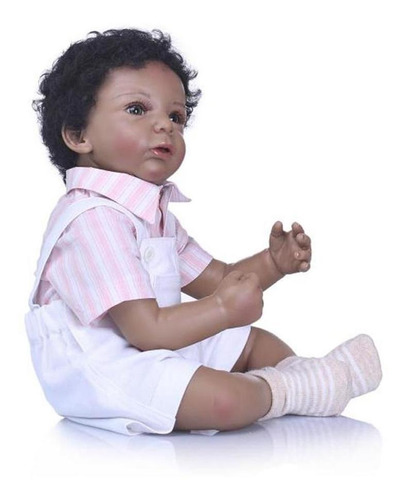 Muñeca Afroamericana Reborn De Silicona De 20 Pulgadas Para