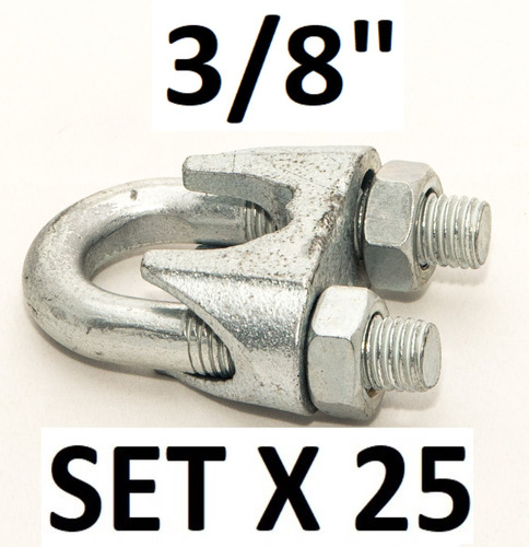 Grampa Prensacable De Acero Galvanizado 3/8  10mm Set X 25u