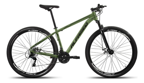 Bicicleta Aro 29 Alfameq Vx 27v Freio A Disco Hidráulico Cor Verde Militar Com Preto Tamanho Do Quadro 21