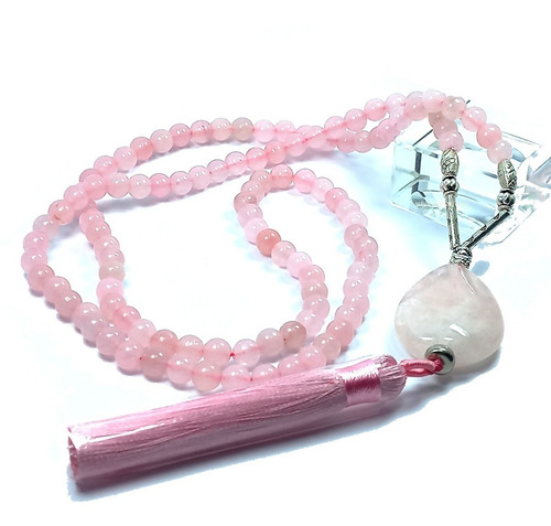 Imagen 3 de 6 de Japa Mala De Muñeca, Piedra Natural Cuarzo Rosa - Tíbet - M2