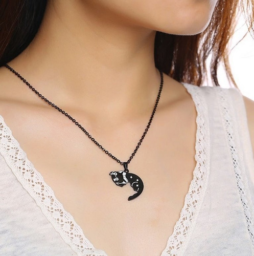 Collares Gatos Traviesos Acero Parejas Novios Mujer Hombre