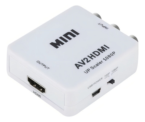 Mini Adaptador Conversor De Video Entrada Av2 Rca Saída Hdmi