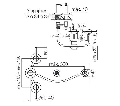 Imagen 2 de 6 de Griferia Fv Libby Bidet 0295/39-cr Proyectar Materiales