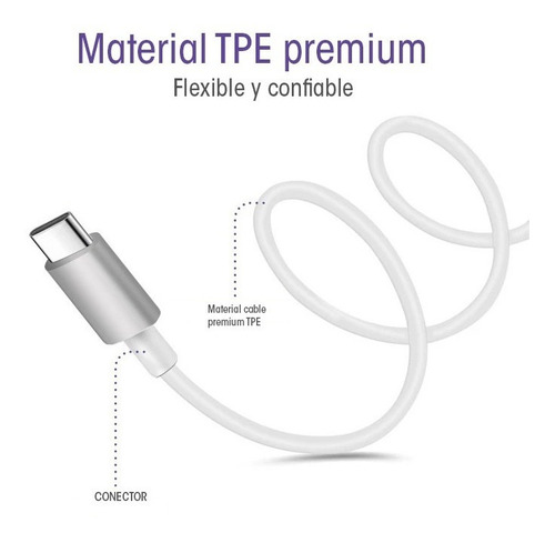 Imagen 4 de 6 de Cable Tipo C Usb Carga Rapida Ultraresistente 1 Metro