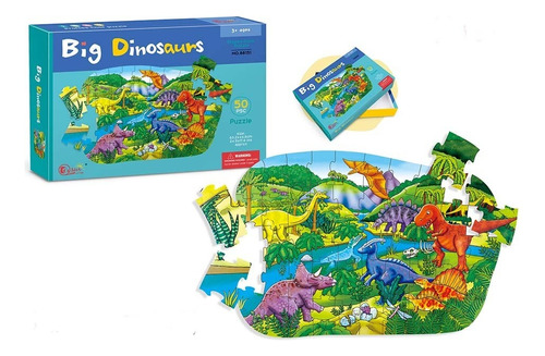 Rompecabeza Puzzle 50 Piezas Infantil Dinosaurios Con Forma