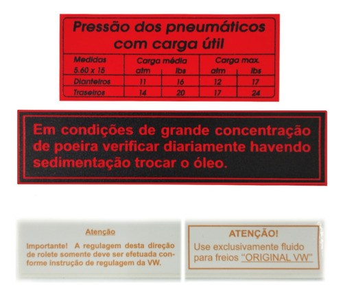 Adesivos Etiquetas De Advertência Kit Motor Fusca Et01 Frete Fixo Fgc