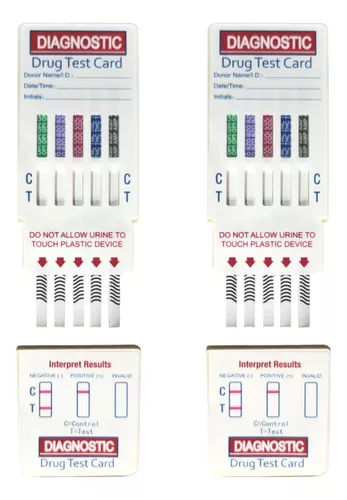 Kit 2 unidades Test De Drogas Orina 5 En 1: Thc, Coc, Bzo