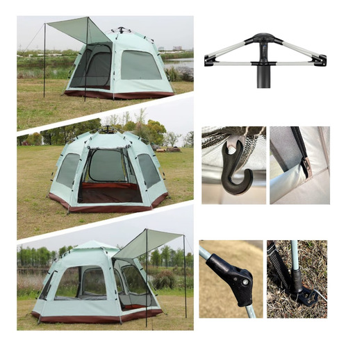 Carpa Automática Hexagonal Para 6 Personas 240x280x160
