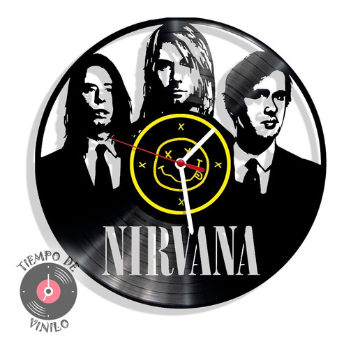 Reloj De Pared Elaborado En Disco De Lp Nirvana Ref.02