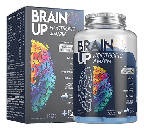Nootrópico Brain Up Am/pm 60 Tabletes True Source Sabor Sem Sabor