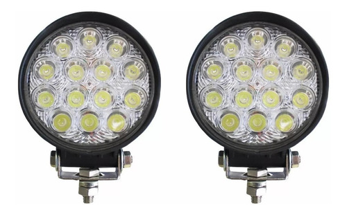 Pack 2 Faros Auxiliares 14 Led 42w Spot Flood Off Road 4x4