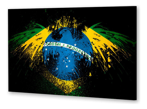 Cuadro 20x30cm Bandera Brasil Orden Y Progreso Patria P5