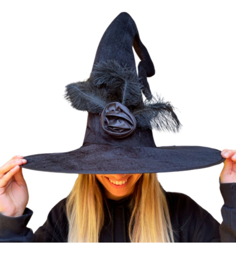 Gorro Sombrero Bruja Negro Halloween Disfraz Felpa Fiesta X1