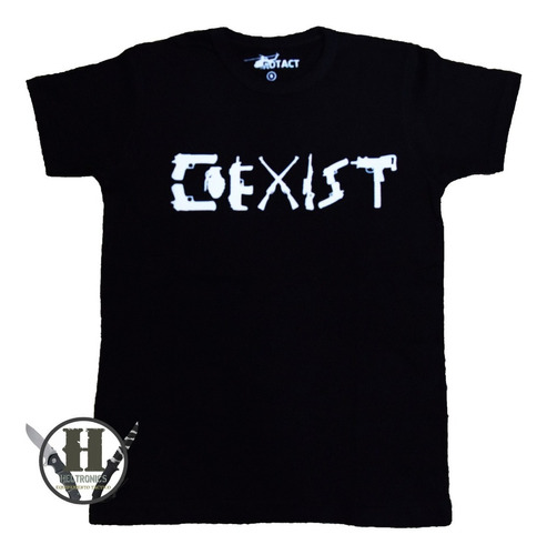 Remera Tactica Negra Coexist Elastic Rotact Todos Los Talles