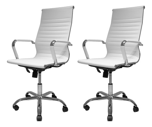 Cadeira de escritório Cadeiras Inc Cadeira presidente Charles Eames stripes FIA6129 ergonômica  branca com estofado de couro sintético x 2 unidades