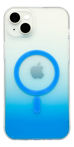 Funda Para iPhone 14 Plus Rigida Con Magsafe Efecto Degradado Azul