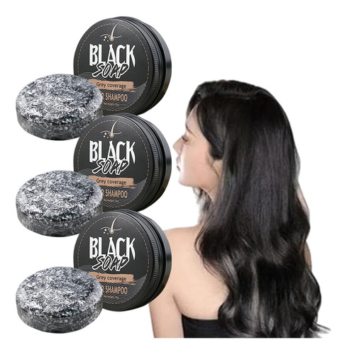 3 Pcs Cabello Gris Barra De Inversión, 55 G De Jabón Negro