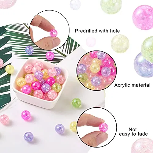 50pcs 12mm Crackle Bubblegum Beads Ab Color Transparent...