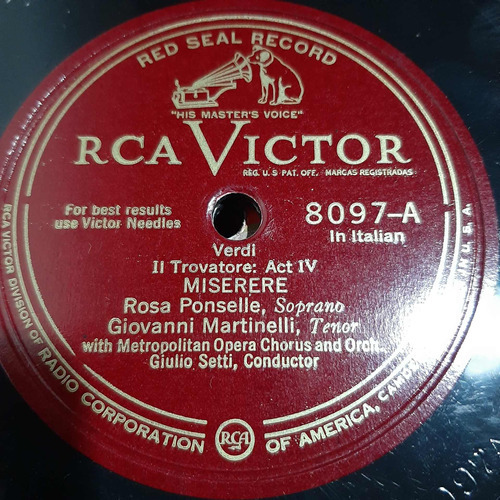 Pasta Rosa Ponselle Martinelli Pinza Setti Rca Victor Tc70