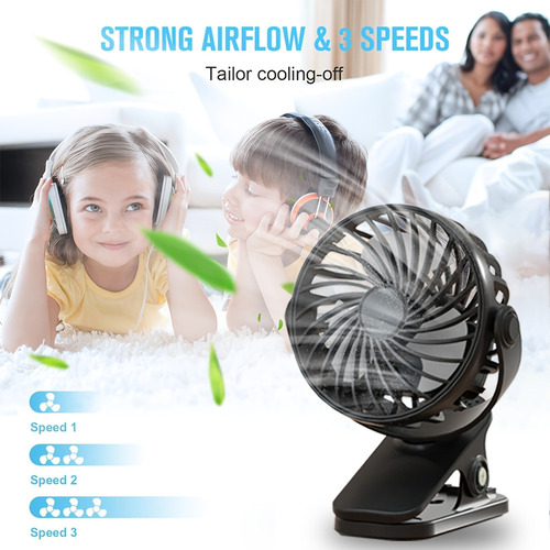 L Ventilador Con Clip De 360° Portátil De 3 Velocidades,