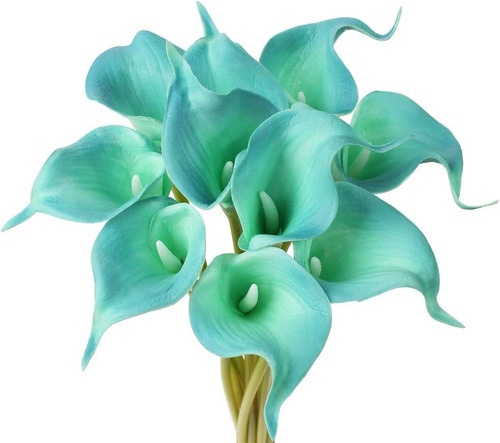 Flores Artificiales 10 Lirio De Calas Deco Hogar - Aqua Blue