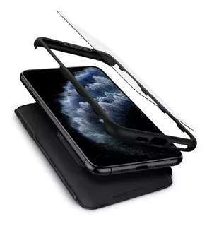 Capa Spigen Thin Fit 360 iPhone 11 Pro Max + Vidro Temperated Cor Black Liso