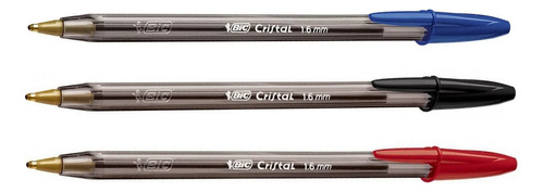 Caneta Bic Cristal Bold 1.6mm Ponta Grossa Kit Com 3 Cores Cor da tinta Sortida Cor do exterior Fumê