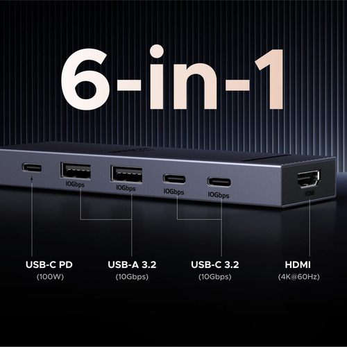 Hub Usb-c Ugreen Revodok Pro 6 En 1 10 Gbps Hdmi 4k 60 Hz 10