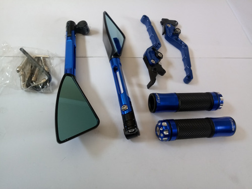 Imagem 1 de 3 de Kit Retrovisor Rizoma+manete+manopla Yamaha Fazer 250 Azul