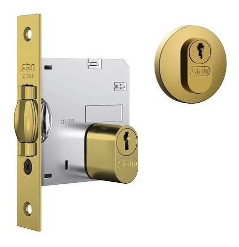 Trava Porta Pivotante Rolete - Roseta Redonda 1005 Stam Cor Dourado