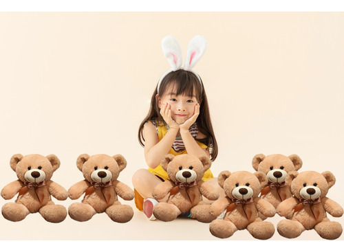 Peluche Mayoreo 6 Osos Conejos Pack Premium Set 6 Peluches Caqui