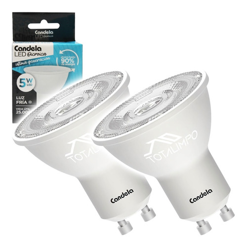 2 Lámparas Led Dicroica 5w (35w) Luz Fría Candela 6811 Cuota