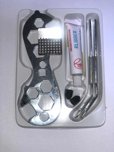 Kit Reparación Bicicleta Parche Gomines Saca Cubierta Llave Multiuso Para Sacar La Rueda