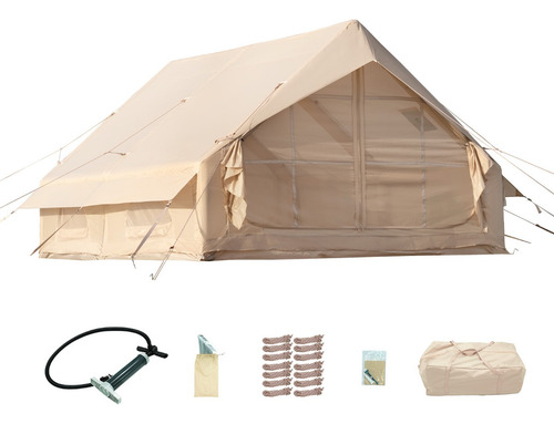 Tienda De Campaña Inflable Con Bomba Manual 6-10 Personas Color Beige