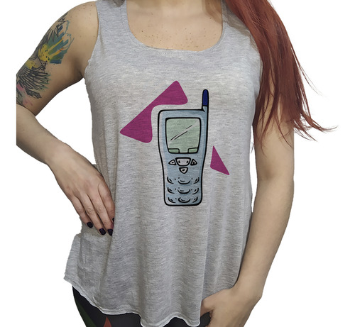 Musculosa Dama Celular Antiguo Celeste Icono Triangulo