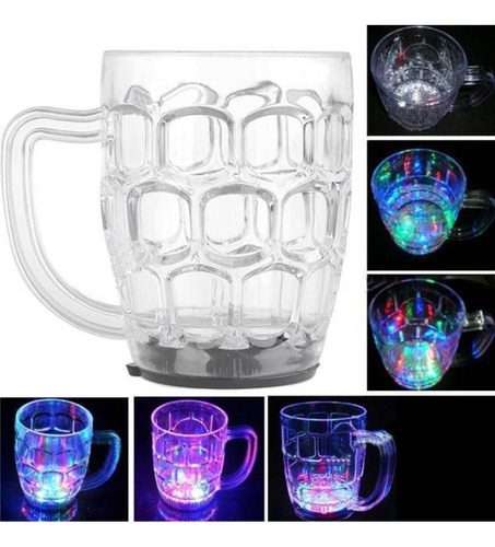 Vaso Taza Transparente Con Luces De Colores Led Inductiva